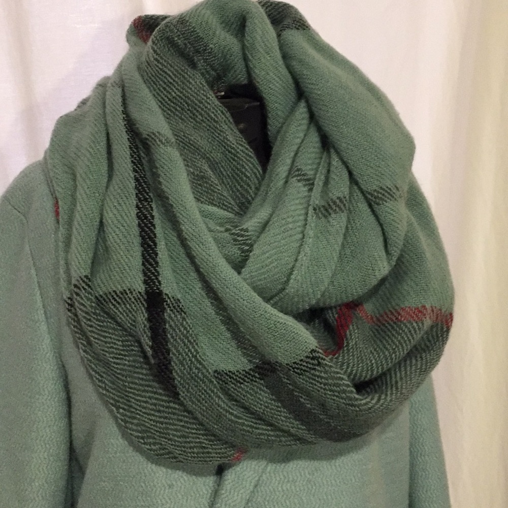 Aqua Plaid Infinity Blanket Scarf